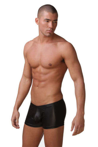 Sexy Mens Black Satin Boxer Briefs