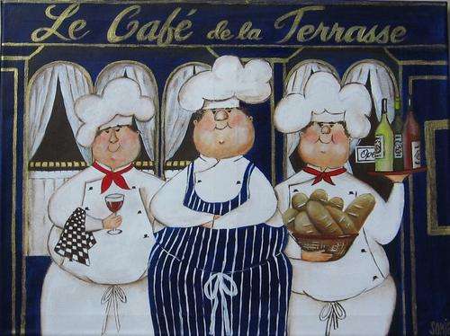 ***Acrylics on canvas - Le Cafe de la Terrace  - 60 x 45 cm - Sonja Peacock***