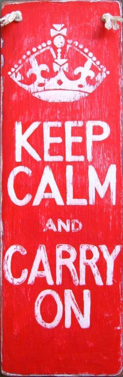 Handpainted Wooden Sign Art Wall Hanging - Keep calm and carry on