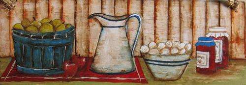 Handpainted Wooden Sign Art Wall Plaque - Kitchen shelf