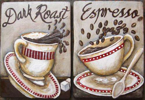 Handpainted Wooden Sign Art - Coffee Theme (set of 2)