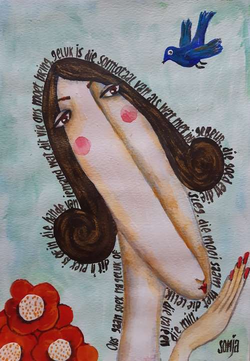 Acrylics - Ons gaan soek na geluk - 30 x 205 cm - Sonja Peacock