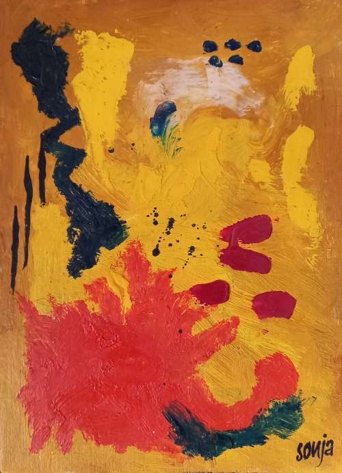 Thoughts - Oil  on canvas sheet - Abstract Art