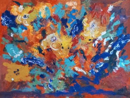 Bouquet 4 - Oil  on canvas sheet - Abstract Art