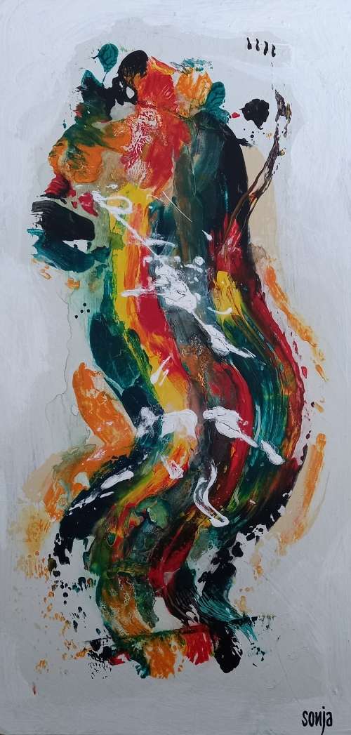 Synchronization - Acrylics on canvas board - Abstract Art