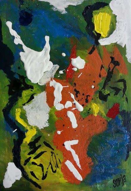 The Guitar -  Acrylics on canvas sheet - Abstract Art