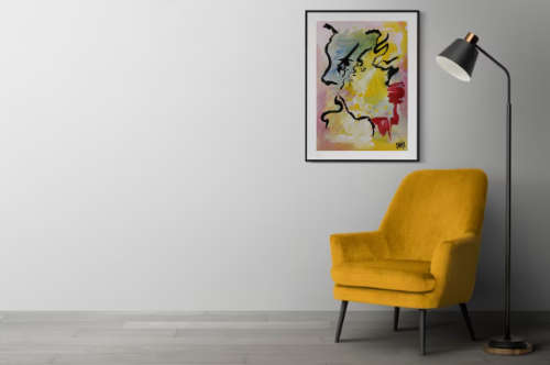 The face of sorrow - Mixed media & Watercolors on paper - Abstract Art