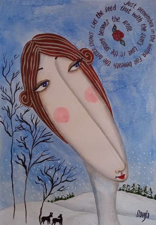 The Rose -  Acrylics on paper