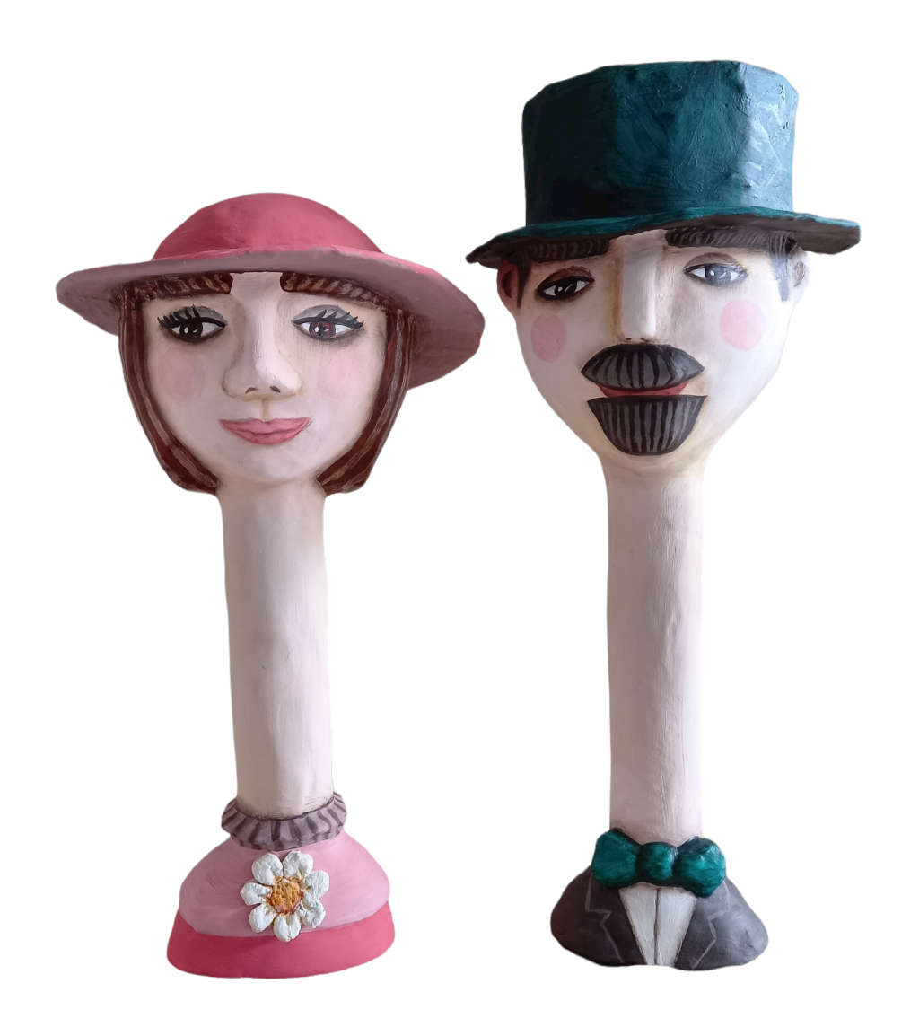 The Couple - Paper Mache Art Dolls