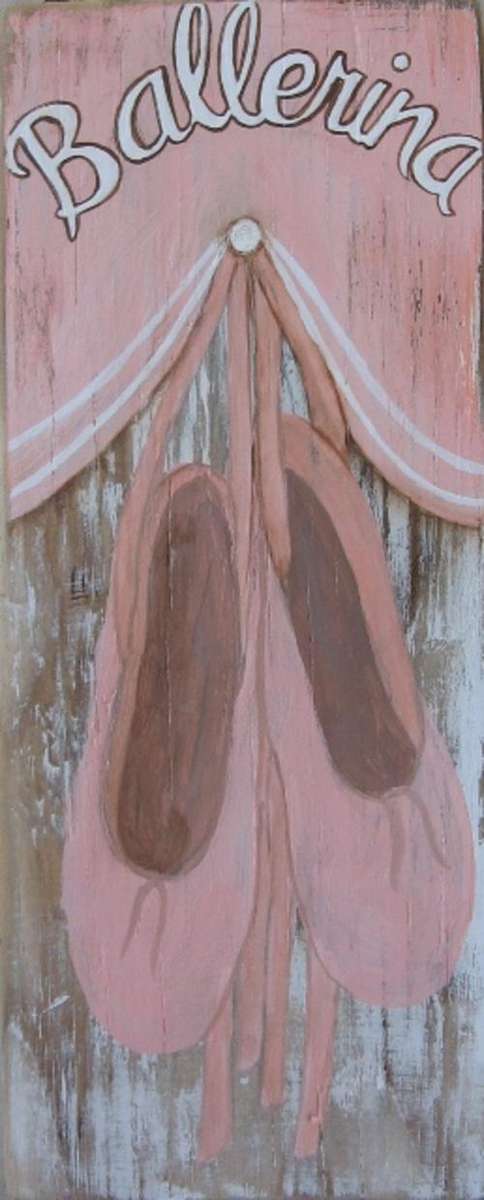 Handpainted Wooden Sign Art Wall Hanging - Ballerina