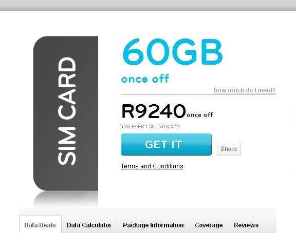 CellC 60GB PREPAID DATA SIMCARD (5GB EVERY MONTH x12)