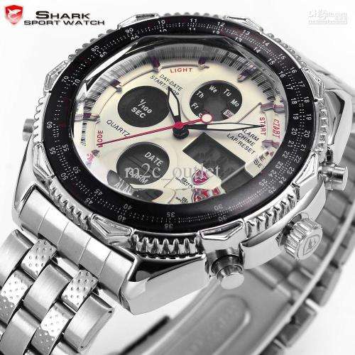 Authentic Shark Sport  Mens Digital LCD Date Day Display Alarm Chronograph Quartz Watch