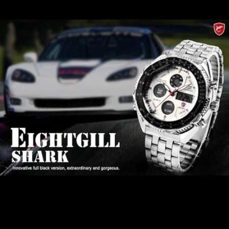 Authentic Shark Sport  Mens Digital LCD Date Day Display Alarm Chronograph Quartz Watch