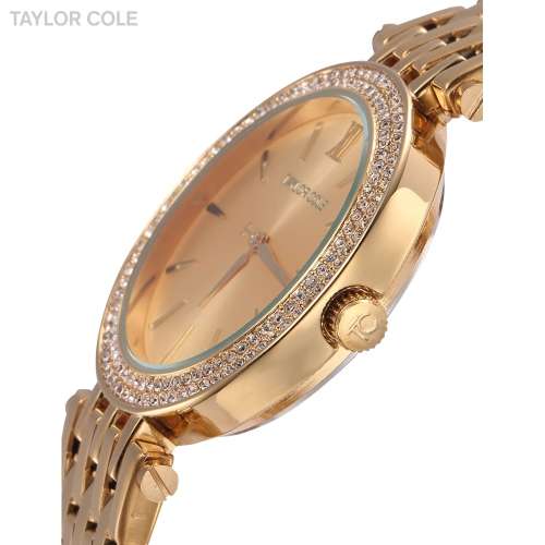 Authentic Stunning Taylor Cole AGLAIA Series Gold Crystal Bezel Ladies Watch