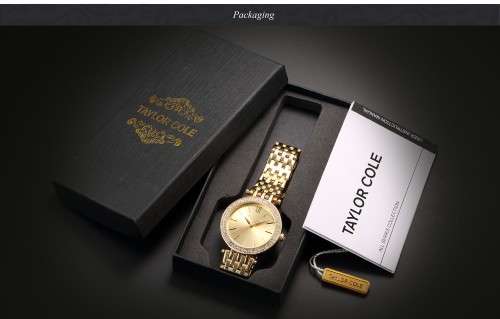 Authentic Stunning Taylor Cole AGLAIA Series Gold Crystal Bezel Ladies Watch