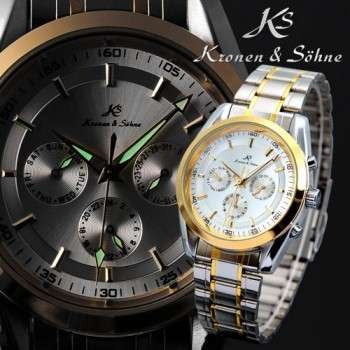Authentic Brand New KS Luxury Stunning 6 Hands Automatic Mechanical Stainless Steel Mens Watch