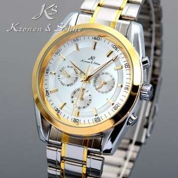 Authentic Brand New KS Luxury Stunning 6 Hands Automatic Mechanical Stainless Steel Mens Watch
