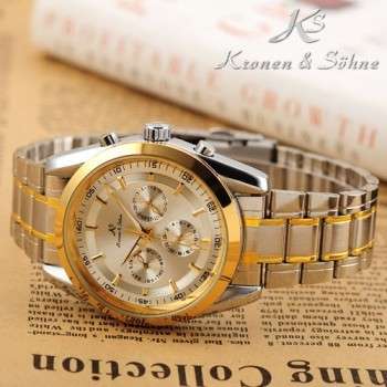 Authentic Brand New KS Luxury Stunning 6 Hands Automatic Mechanical Stainless Steel Mens Watch