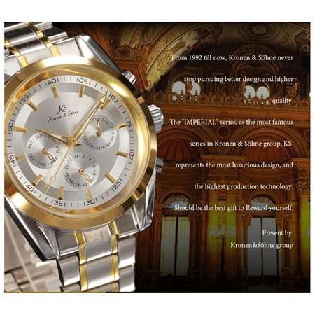 Authentic Brand New KS Luxury Stunning 6 Hands Automatic Mechanical Stainless Steel Mens Watch