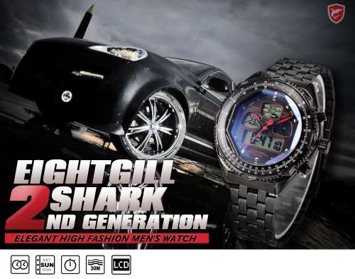 Brand New and Authentic  Shark Eight Gill Stainless Steel Sports Watch