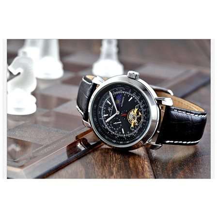 Authentic, Brand New KS Men's Wrist Watch Luxury Moon Phase Automatic Mechanical Black Dial
