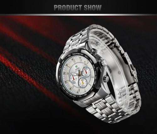 Authentic Brand New WEIDE Silver Stainless Steel Men's Military Sports Quartz Watch