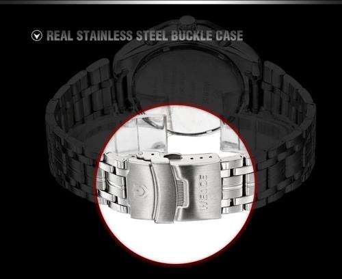 Authentic Brand New WEIDE Silver Stainless Steel Men's Military Sports Quartz Watch