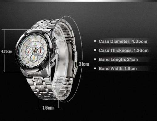 Authentic Brand New WEIDE Silver Stainless Steel Men's Military Sports Quartz Watch