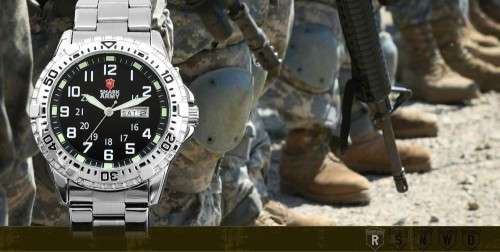 Authentic SHARK ARMY Date Day Calendar Silver Stainless Full Steel Black Men Military Sport Watch
