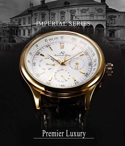 Authentic Brand New KS Luxury Automatic Mechanical Date Day Calendar 24 Hours Elegant Sport Watch
