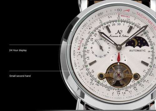 Authentic Brand New KS Men's Wrist Watch Luxury Moon Phase Automatic Mechanical White Dial