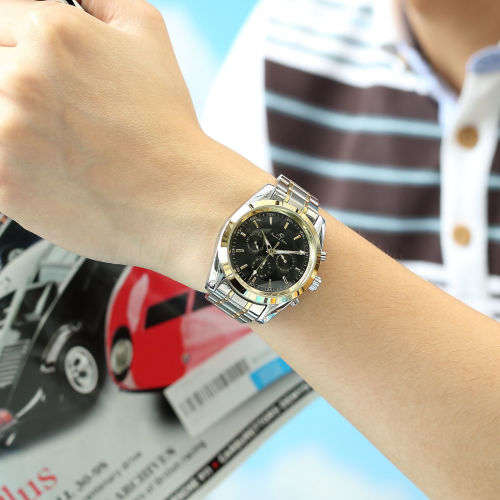 Luxury, authentic, brand new KS Black Analog Date Day Automatic Mechanical Steel Men's Watch