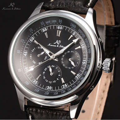 Authentic KS Imperial Luxury Automatic Mechanical Date Day 6 Hands Leather Mens Sports Watch
