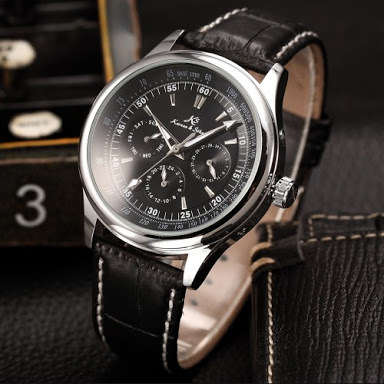 Authentic KS Imperial Luxury Automatic Mechanical Date Day 6 Hands Leather Mens Sports Watch