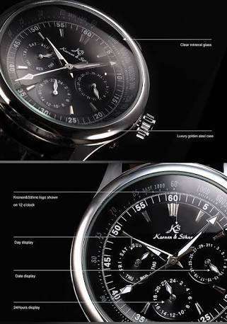 Authentic KS Imperial Luxury Automatic Mechanical Date Day 6 Hands Leather Mens Sports Watch