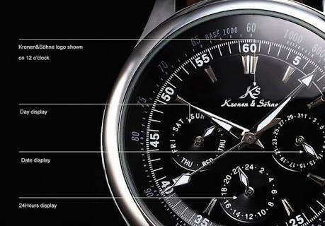 Authentic KS Imperial Luxury Automatic Mechanical Date Day 6 Hands Leather Mens Sports Watch