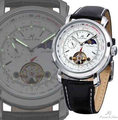 Authentic Brand New KS Men's Wrist Watch Luxury Moon Phase Automatic Mechanical White Dial