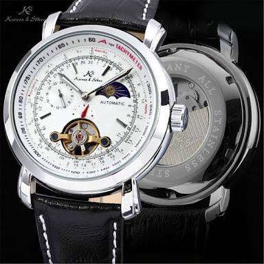 Authentic Brand New KS Men's Wrist Watch Luxury Moon Phase Automatic Mechanical White Dial