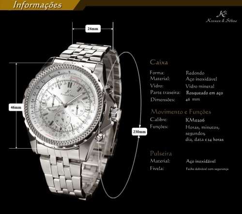 Authentic Brand New KS Imperial Series Day Date Men's Silver Stainless Steel Band Wrist Watch