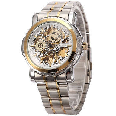 Authentic Brand New KS Royal Carving White Skeleton Mens Steampunk Automatic Mechanical Dress Watch