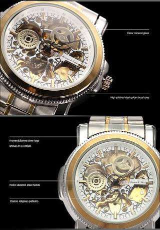 Authentic Brand New KS Royal Carving White Skeleton Mens Steampunk Automatic Mechanical Dress Watch