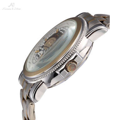 Authentic Brand New KS Royal Carving White Skeleton Mens Steampunk Automatic Mechanical Dress Watch