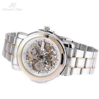 Authentic Brand New KS Royal Carving White Skeleton Mens Steampunk Automatic Mechanical Dress Watch