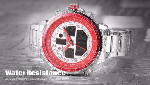 Authentic Brand New Shark Men's Digital/Analog Quartz Day/Date/Alarm Stainless steel Wrist Watch