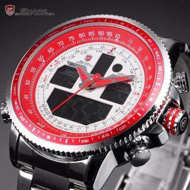 Authentic Brand New Shark Men's Digital/Analog Quartz Day/Date/Alarm Stainless steel Wrist Watch