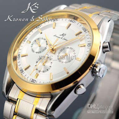 Authentic Brand New KS Luxury Stunning 6 Hands Automatic Mechanical Stainless Steel Mens Watch