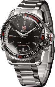 Mako SHARK Sport WatchDigital LED Date Alarm Silver Full Stainless Steel Band Black Men Ar