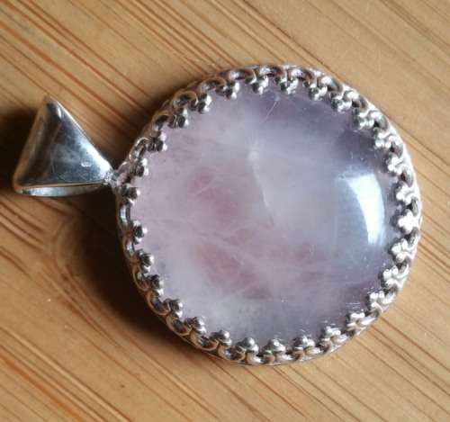 Handmade 925 Sterling Silver Rose Quartz Pendant