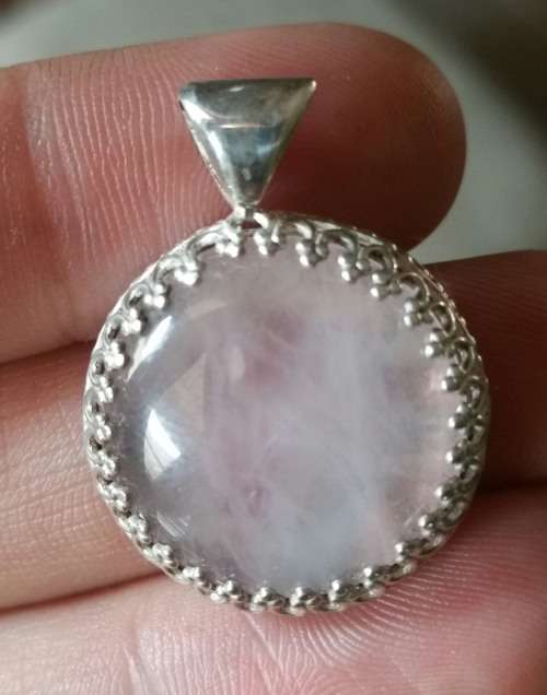 Handmade 925 Sterling Silver Rose Quartz Pendant