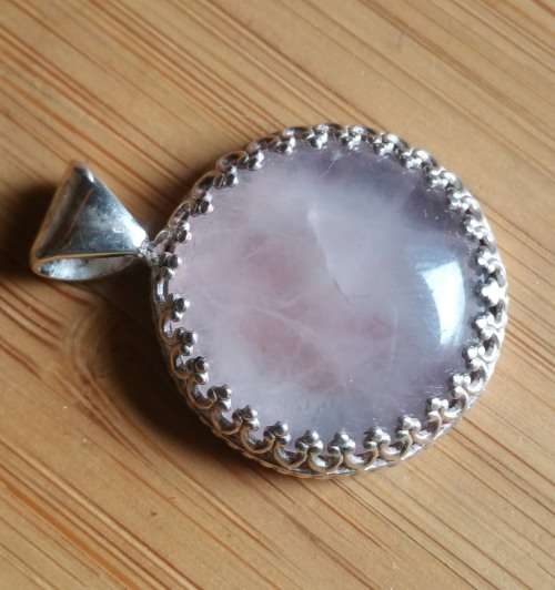 Handmade 925 Sterling Silver Rose Quartz Pendant